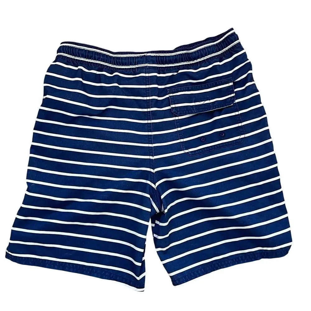 Vineyard Vines Boys Navy Blue Stripe Swim Trunks, Size L (16)